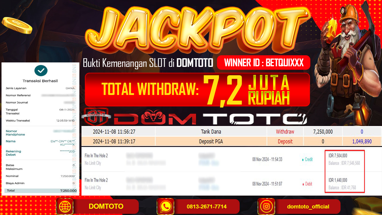 JACKPOT SLOT FIRE IN THE HOLE 2 08 NOVEMBER 2024